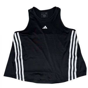 Adidas Black Tank Top with White Stripes Size Small